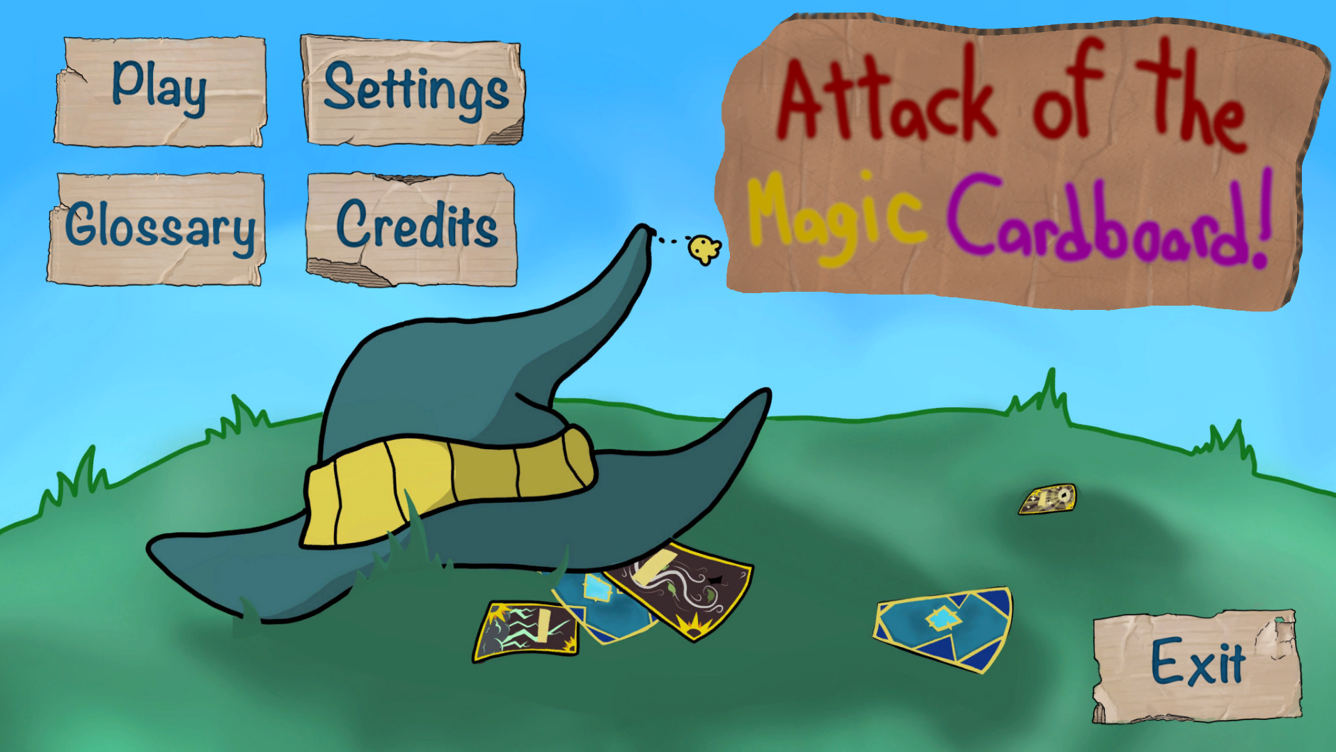 Attack of the Magic Cardboard's main menu